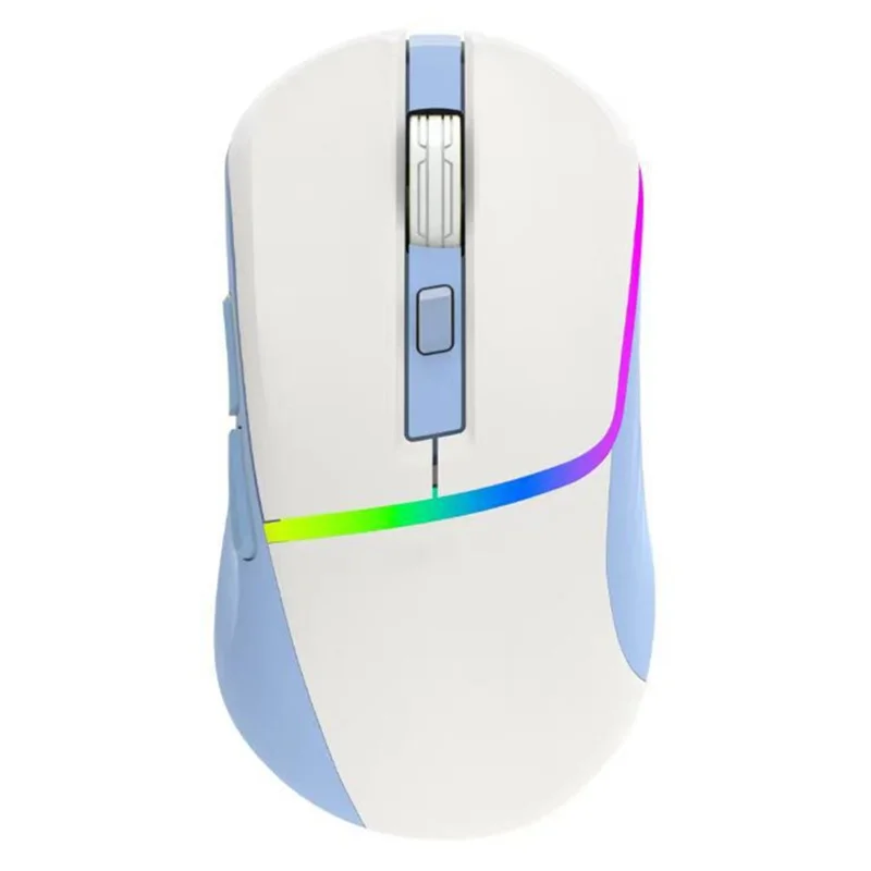 Y-FRUITFUL M96 2.4G+Bluetooth+Type-C Cable Tri-Mode Mouse 6 DPI RGB Gaming Mouse (PAW3212 Chip) - White