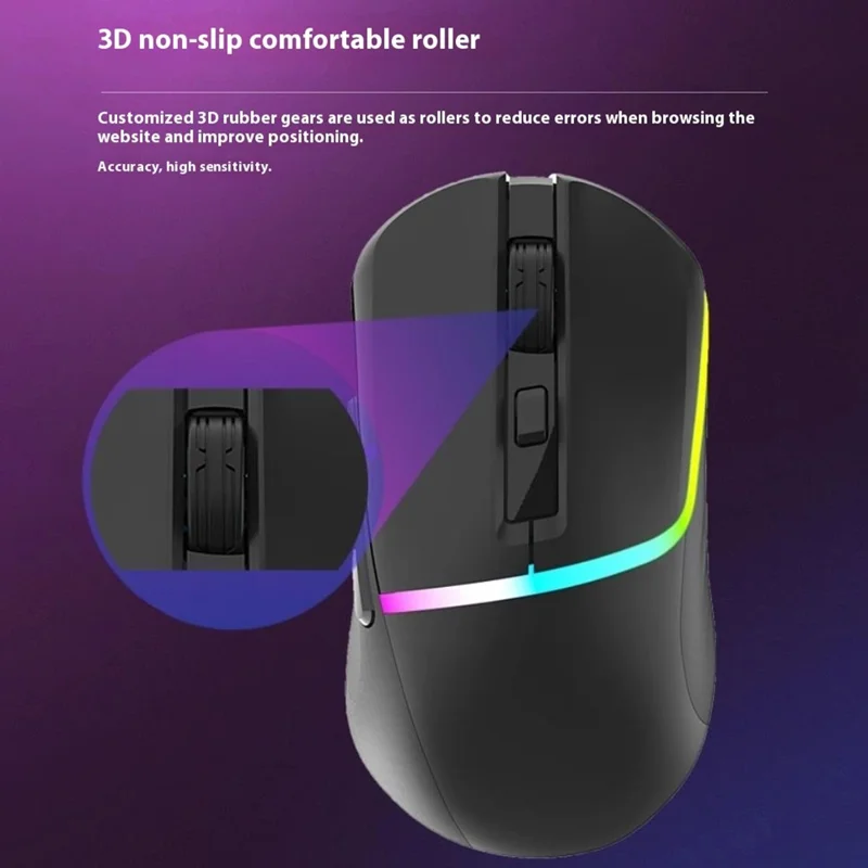 Y-FRUITFUL M96 2.4G+Bluetooth+Type-C Cable Tri-Mode Mouse 6 DPI RGB Gaming Mouse (PAW3212 Chip) - White
