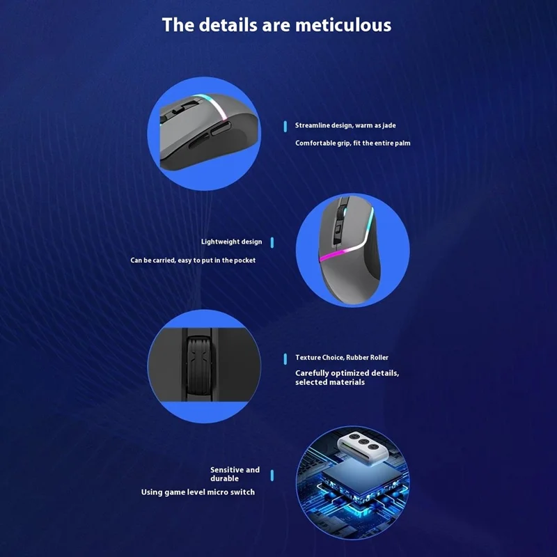 Y-FRUITFUL M96 2.4G+Bluetooth+Type-C Cable Tri-Mode Mouse 6 DPI RGB Gaming Mouse (PAW3212 Chip) - White