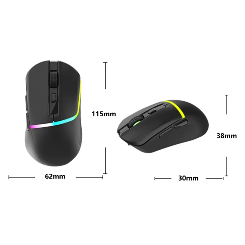 Y-FRUITFUL M96 2.4G+Bluetooth+Type-C Cable Tri-Mode Mouse 6 DPI RGB Gaming Mouse (PAW3212 Chip) - White