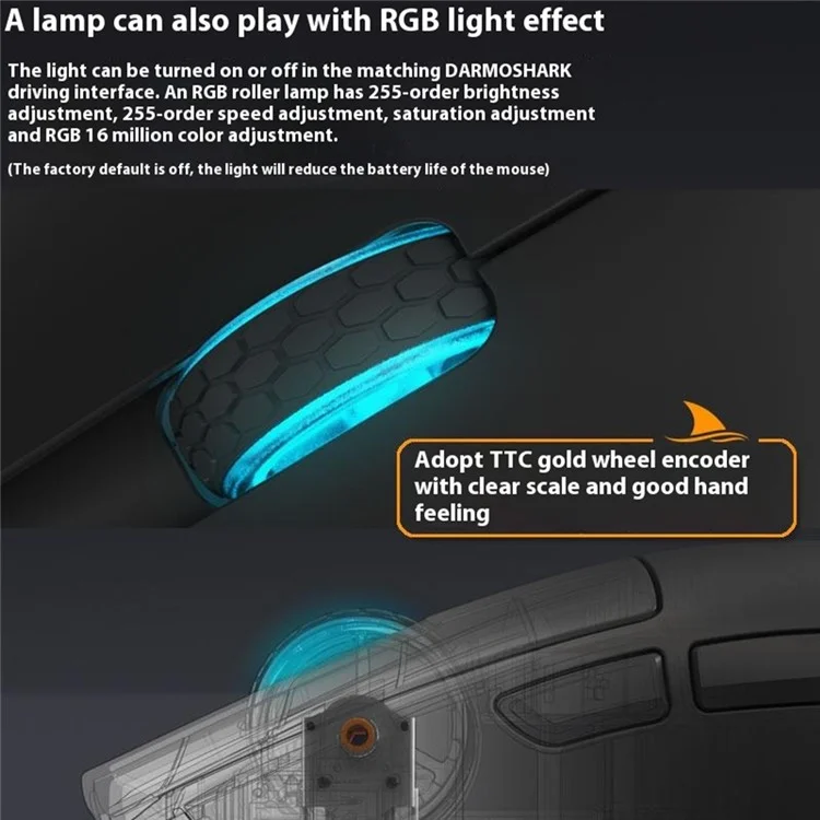 DARMOSHARK M3S Tri-Mode 2.4G / USB-C / Bluetooth-compatible Mouse Wireless Gaming Mouse with Receiver for Laptop PC - White
