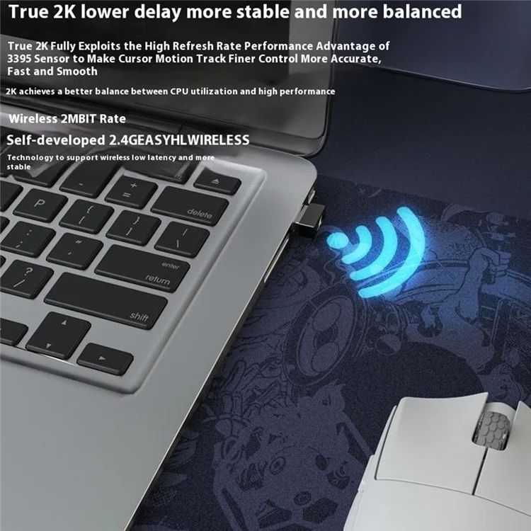 DARMOSHARK M3S Tri-Mode 2.4G / USB-C / Bluetooth-compatible Mouse Wireless Gaming Mouse with Receiver for Laptop PC - White