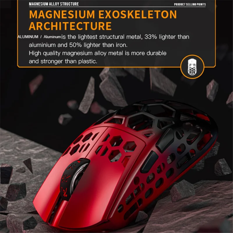 DARMOSHARK M2 2.4G Wireless Gaming Mouse 42g Lightweight Computer Mouse with 4K / USB-C / Bluetooth-compatible Connection PAW3395 Chip for PC Laptop - Black