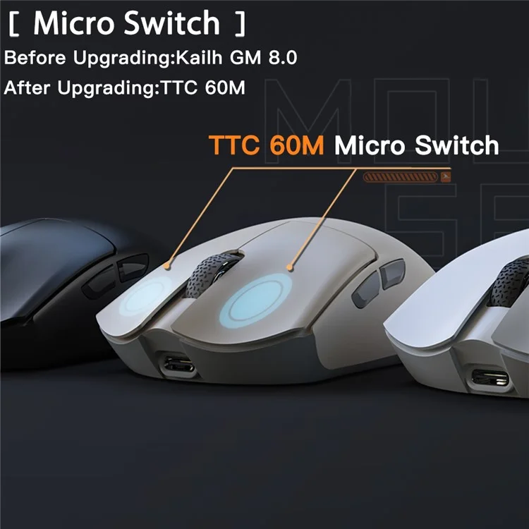 Darmoshark M3 2.4g Modos Triplos de Games de Mouse Sem Fio 2.4g/bluetooth 5.0/mouse de Computador Com Fio 50g Ultralight Com Sensor PAW3395 Para Laptop Para PC - Camelo