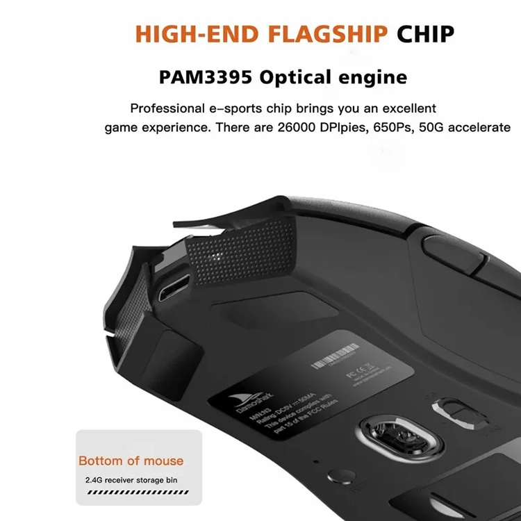 DARMOSHARK N3 Wireless Gaming Mouse Triple Modes 2.4G/Bluetooth/USB-C Connection 59g Lighgtweight PC Laptop Computer Mouse - White