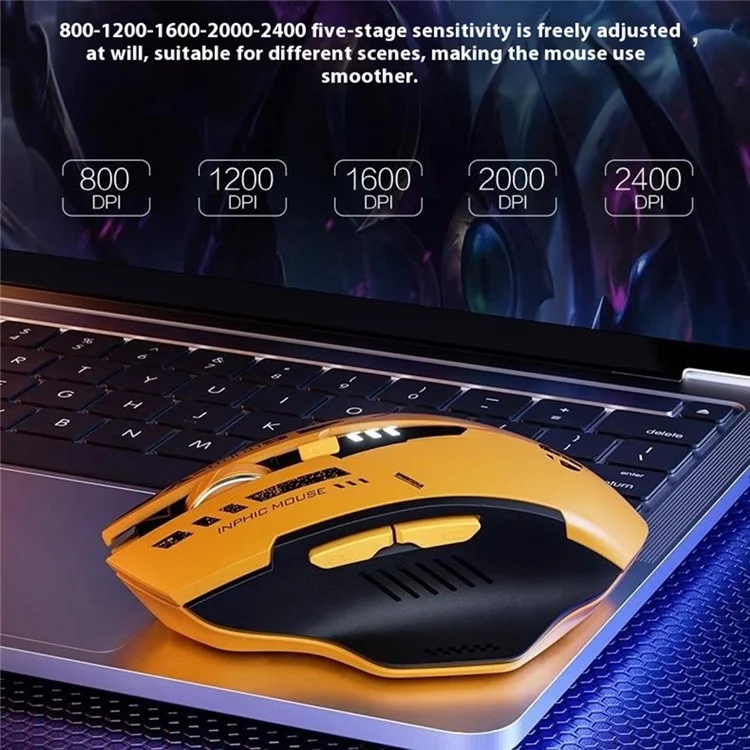Inphic A9 Bluetooth + 2.4g Ratón Inalámbrico de Tres Modos 5 Dpi Ratones Ergonómicos de Juegos Ergonómicos
