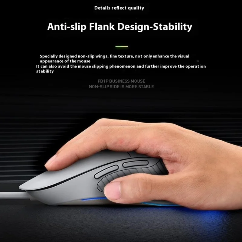 INPHIC PB1 USB Wired Business Office Gaming Mouse Mute Macro Programming Computer Laptop Mice - White