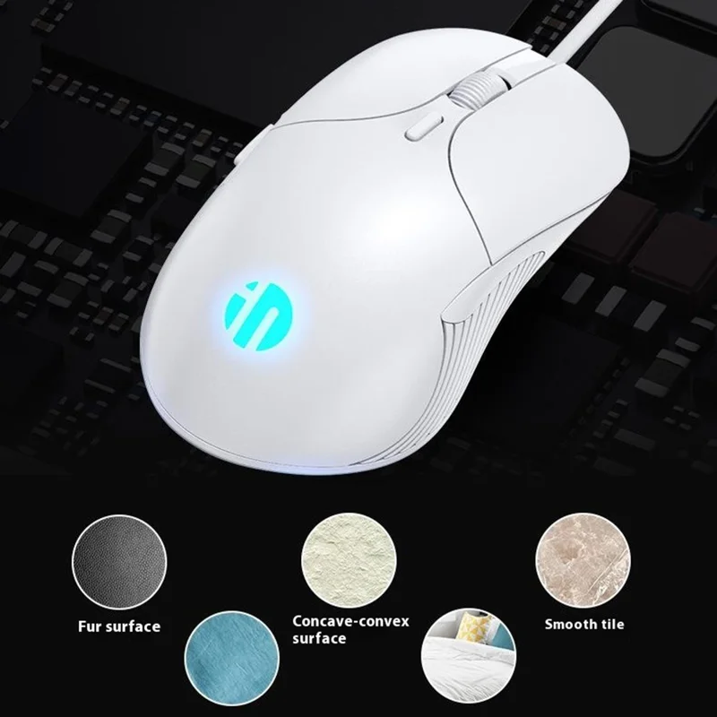 INPHIC PB1 USB Wired Business Office Gaming Mouse Mute Macro Programming Computer Laptop Mice - White