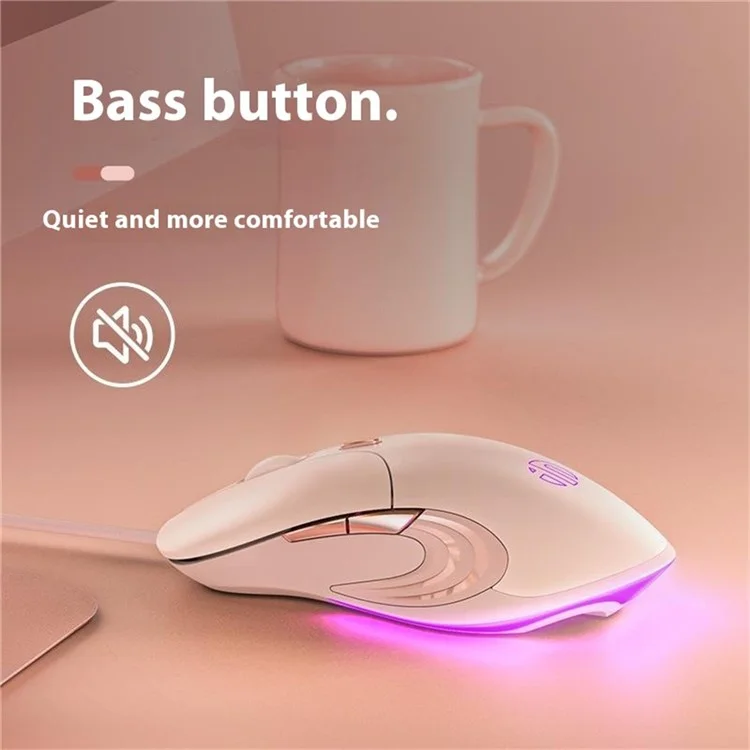 Mouse Cablato USB Info B8 Per Ragazze 7200dpi 6 Tasto Mute Gaming Mouse Per PC Per Laptop - Rosa