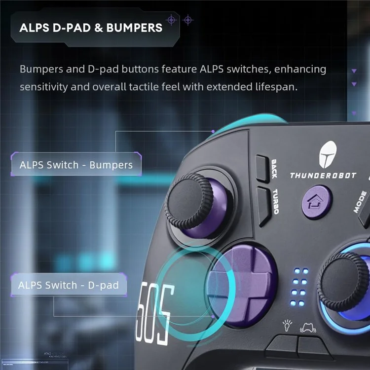 Thunderobot G50S Bluetooth / 2,4 g Drahtlos / Wired Gamepad 6-achse-gyro-programmierrundung - Schwarz