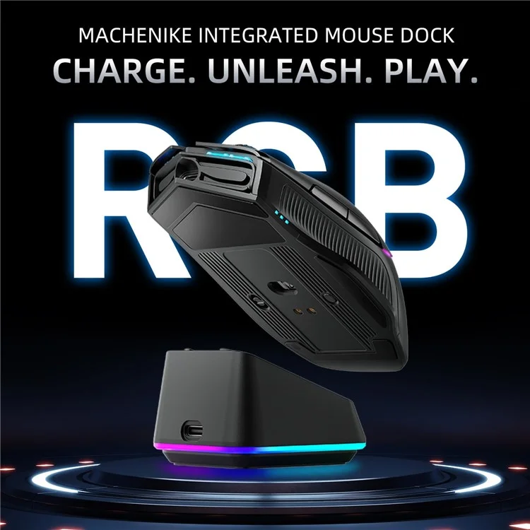 MACHENIKE L8 Pro Mouse com fio / Bluetooth / 2.4G Wireless RGB Light Computer Laptop Mice com base de carregamento - Preto