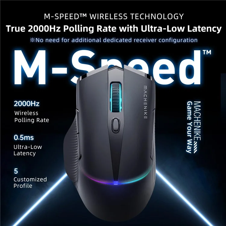 MACHENIKE L8 Pro Mouse com fio / Bluetooth / 2.4G Wireless RGB Light Computer Laptop Mice com base de carregamento - Preto