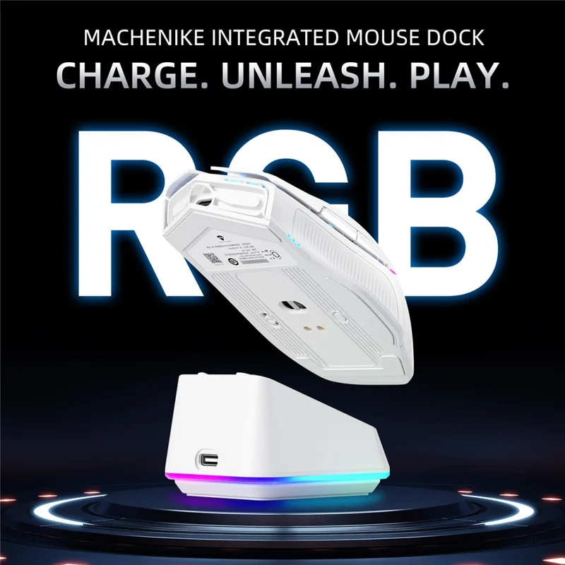 MACHENIKE L8 Pro Wired / Bluetooth-compatible / 2.4G Wireless Mouse RGB Light Computer Laptop Mice with Charging Base - White