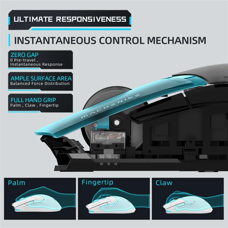 MACHENIKE M7 Pro Wired / 2.4G Wireless Mouse PAW3395 Sensor Gaming Working Computer Laptop Mice - White