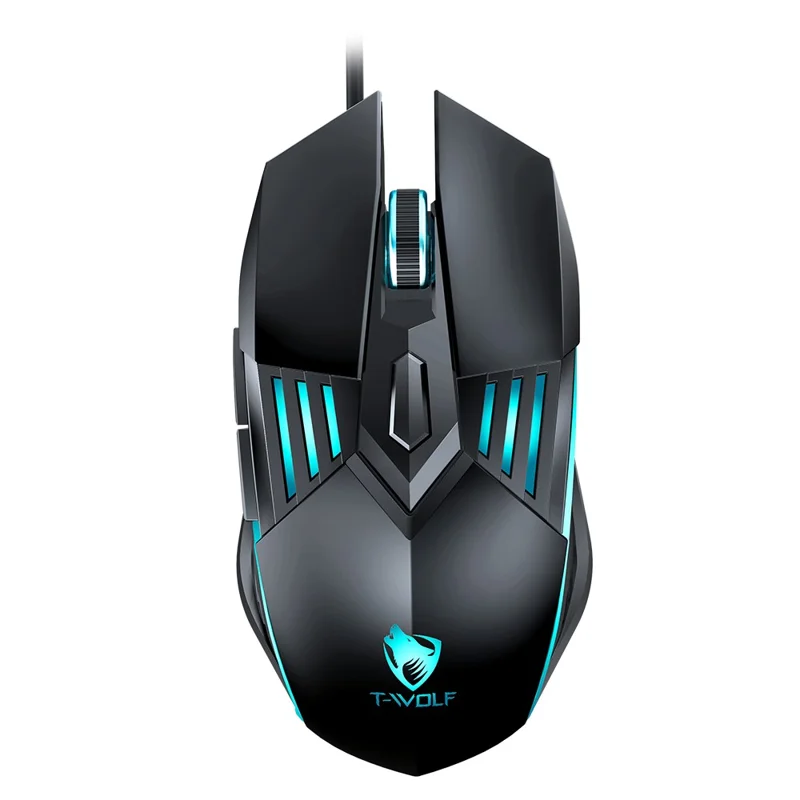 T-WOLF G560 Gaming-Maus Kabelgebunden Optische Maus mit RGB-Beleuchtung / 4-Stufen-DPI-Einstellung - Tech. Schwarz
