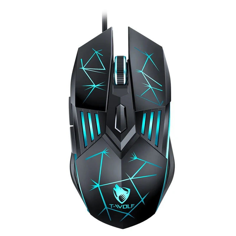 T-WOLF G560 Gaming Mouse Wired Optical Mouse with RGB Lighting  /  4-Level DPI Adjustment - Star Black