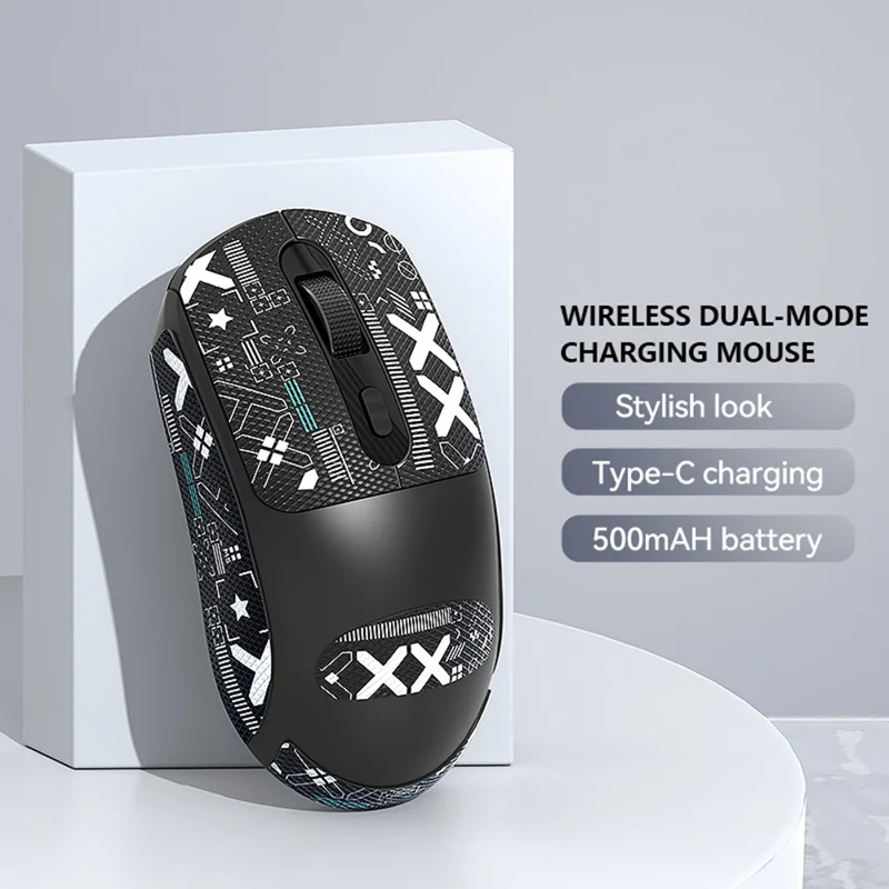 T-WOLF X8 Souris sans fil à double mode avec batterie rechargeable de 500 mAh pour jeux - Noir