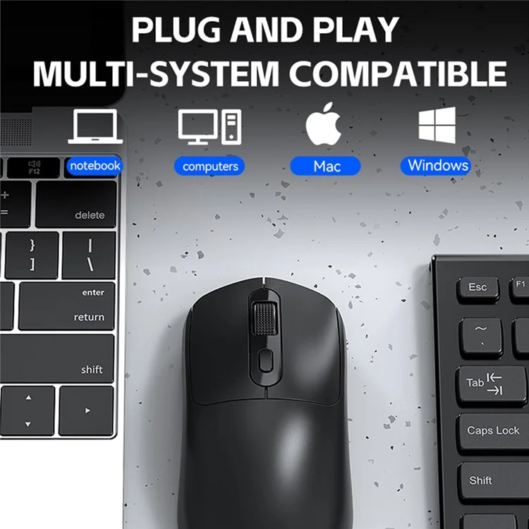 T-WOLF X8 Souris sans fil à double mode avec batterie rechargeable de 500 mAh pour jeux - Noir