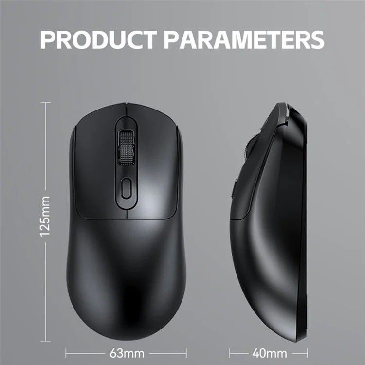 T-WOLF X8 Souris sans fil à double mode avec batterie rechargeable de 500 mAh pour jeux - Noir