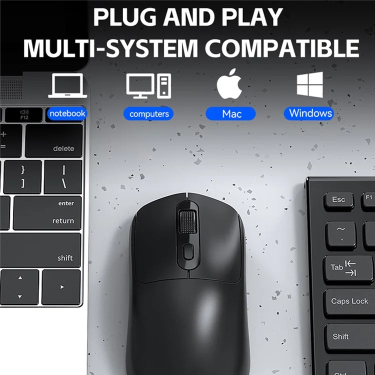 T-WOLF X8 Souris sans fil Bluetooth Mode unique 2,4G Rechargeable par USB-C pour Gaming - Noir