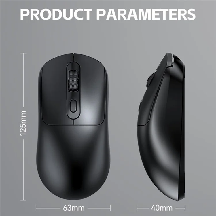 T-WOLF X8 Souris sans fil Bluetooth Mode unique 2,4G Rechargeable par USB-C pour Gaming - Noir