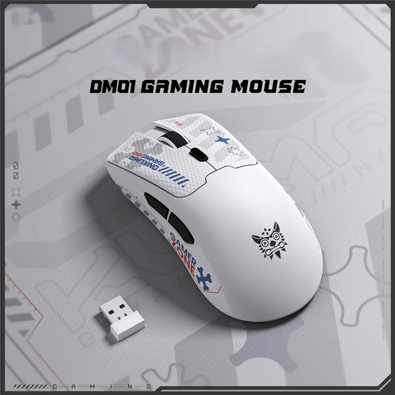 ONIKUMA DM01 Tri-Mode Gaming Mouse Wireless 2.4G Wired Type-C Bluetooth-Compatible Mouse with 6 DPI Levels - White