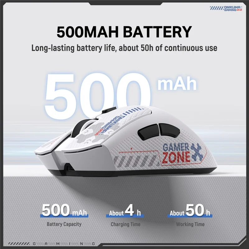 ONIKUMA DM01 Tri-Mode Gaming Mouse Wireless 2.4G Wired Type-C Bluetooth-Compatible Mouse with 6 DPI Levels - White