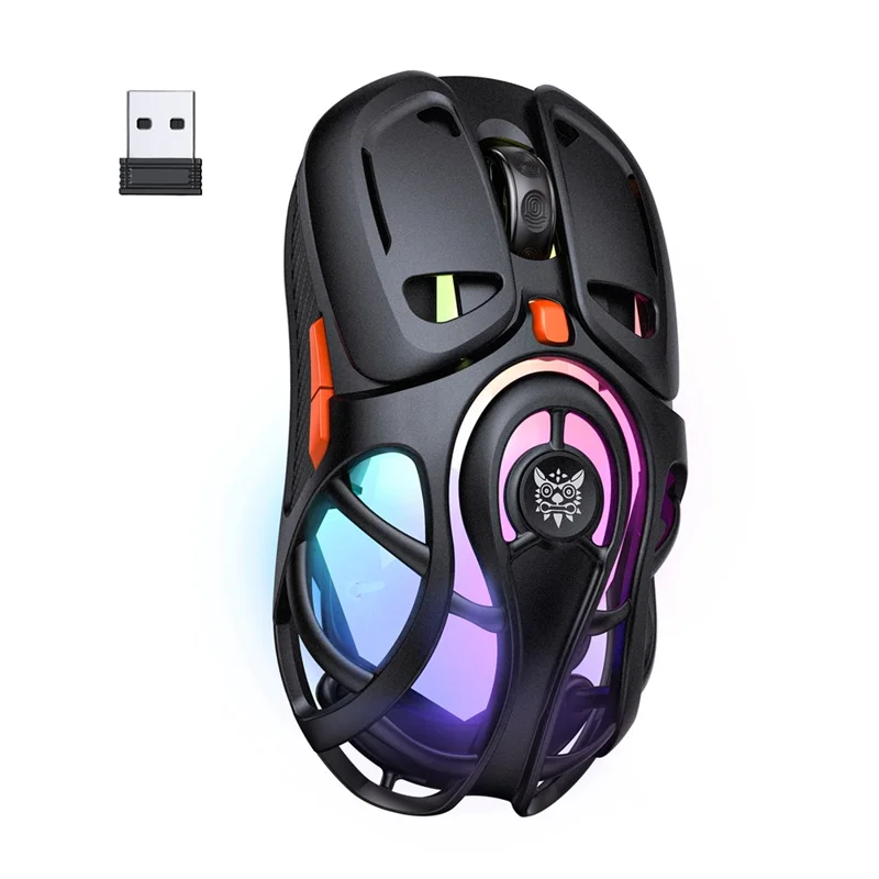 ONIKUMA DM02 Tri-Mode Gaming Mouse 2.4G Wireless Bluetooth-compatible 6 DPI Levels RGB Backlit Mouse - Black