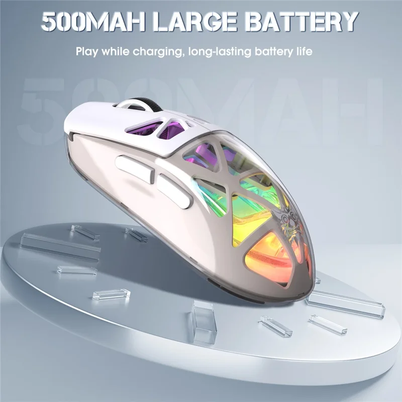 ONIKUMA CW930 Tri-Mode Gaming Mouse 2.4G Bluetooth-Compatible Wired RGB Light 3600DPI Mouse - White