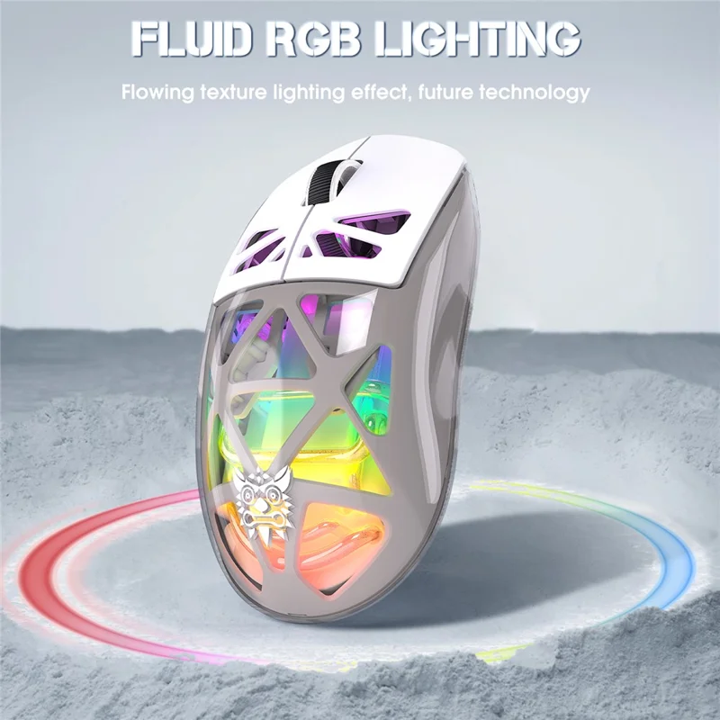 ONIKUMA CW930 Tri-Mode Gaming Mouse 2.4G Bluetooth-Compatible Wired RGB Light 3600DPI Mouse - White