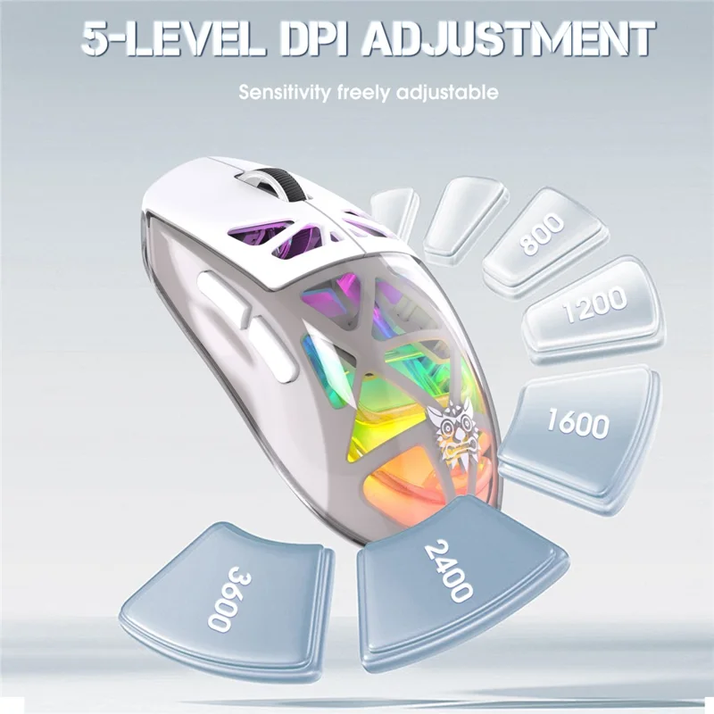 ONIKUMA CW930 Tri-Mode Gaming Mouse 2.4G Bluetooth-Compatible Wired RGB Light 3600DPI Mouse - White