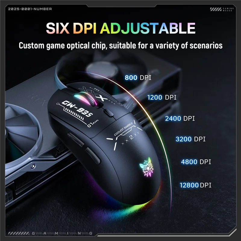 ONIKUMA CW935 Drei-Modus-Gaming-Maus RGB 12800 DPI Bluetooth-kompatibel Wireless 2,4G Maus - Schwarz