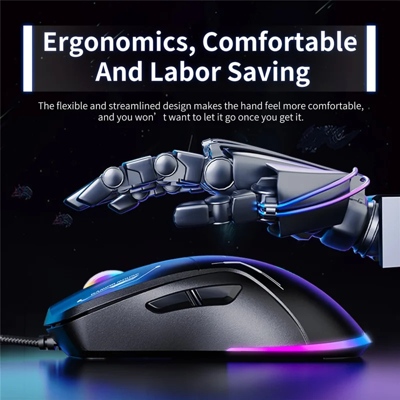 ONIKUMA CW917 Gaming Mouse 6 Keys RGB Color Wired Mechanical Mouse for PC Esports - Black