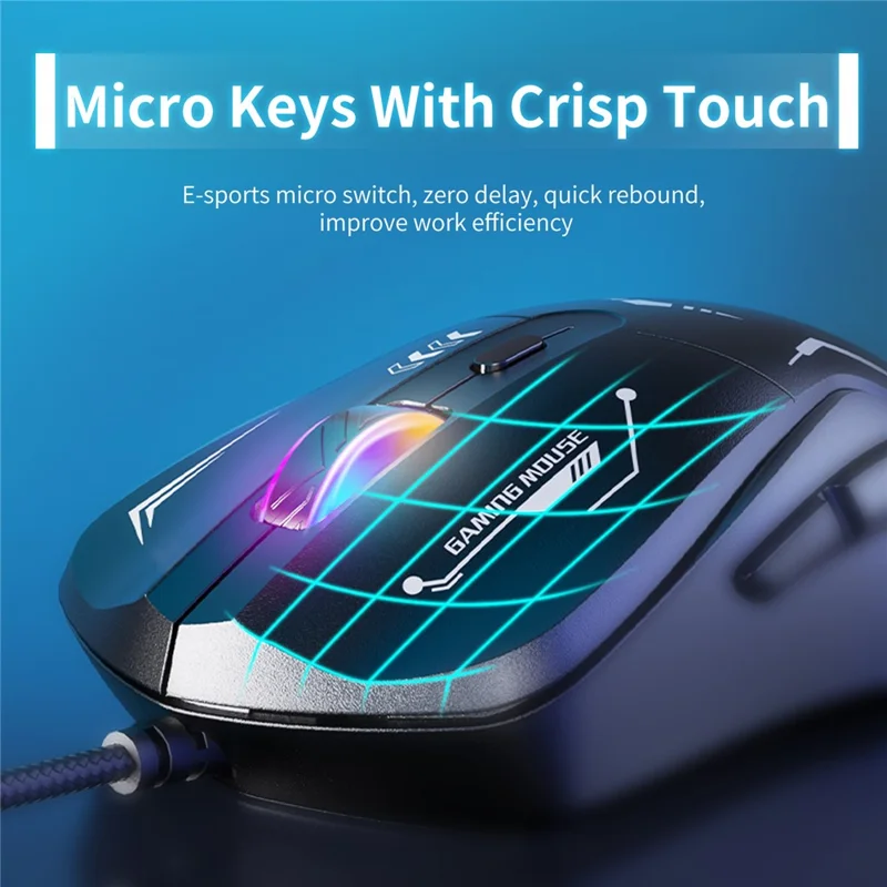 ONIKUMA CW917 Gaming Mouse 6 Keys RGB Color Wired Mechanical Mouse for PC Esports - Black