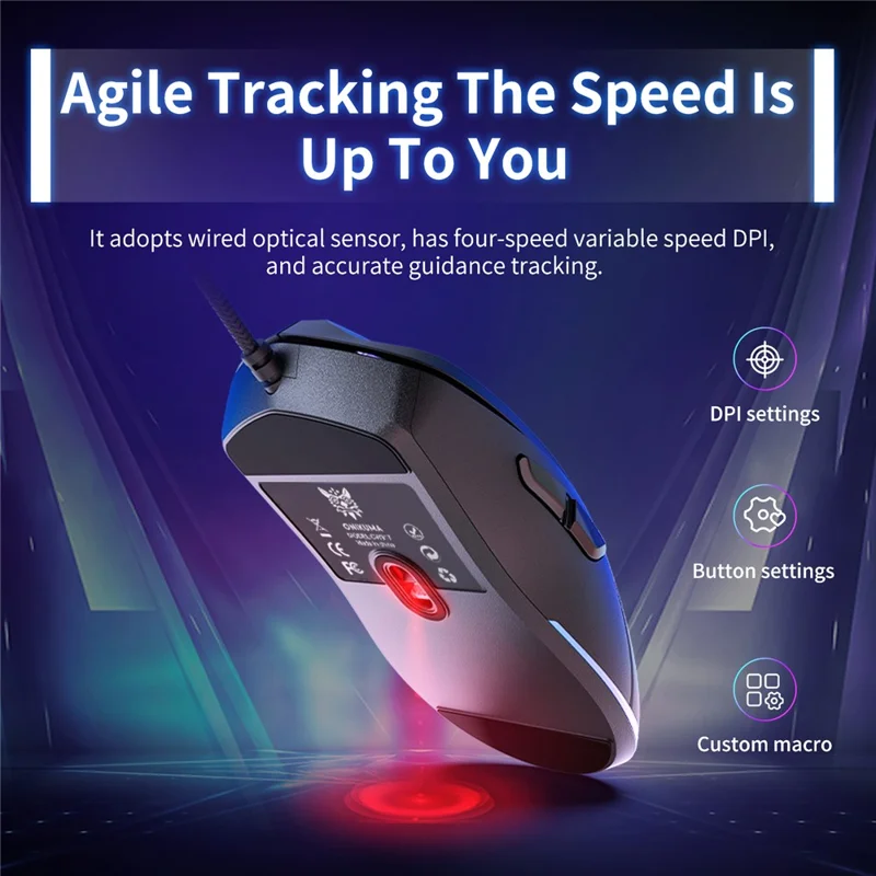 ONIKUMA CW917 Gaming Mouse 6 Keys RGB Color Wired Mechanical Mouse for PC Esports - Black