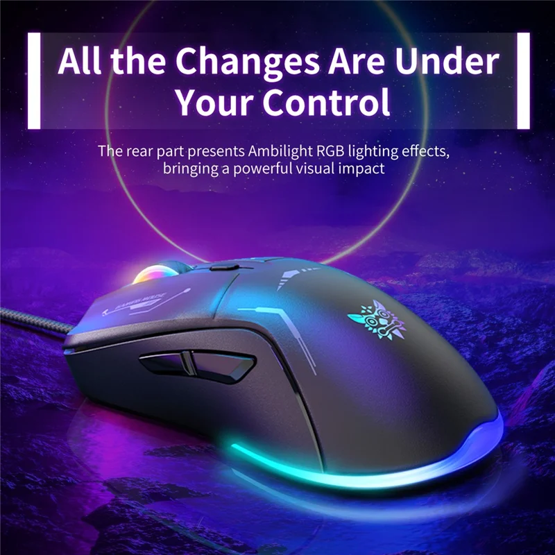 ONIKUMA CW917 Gaming Mouse 6 Keys RGB Color Wired Mechanical Mouse for PC Esports - Black