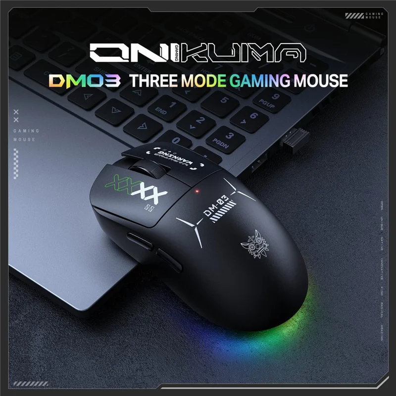 ONIKUMA DM03 Spelmus Trådlös 2,4 G Bluetooth-kompatibel Sladden 3-läges 12000 DPI Laddningsbar Mus för PC-spel Kontor