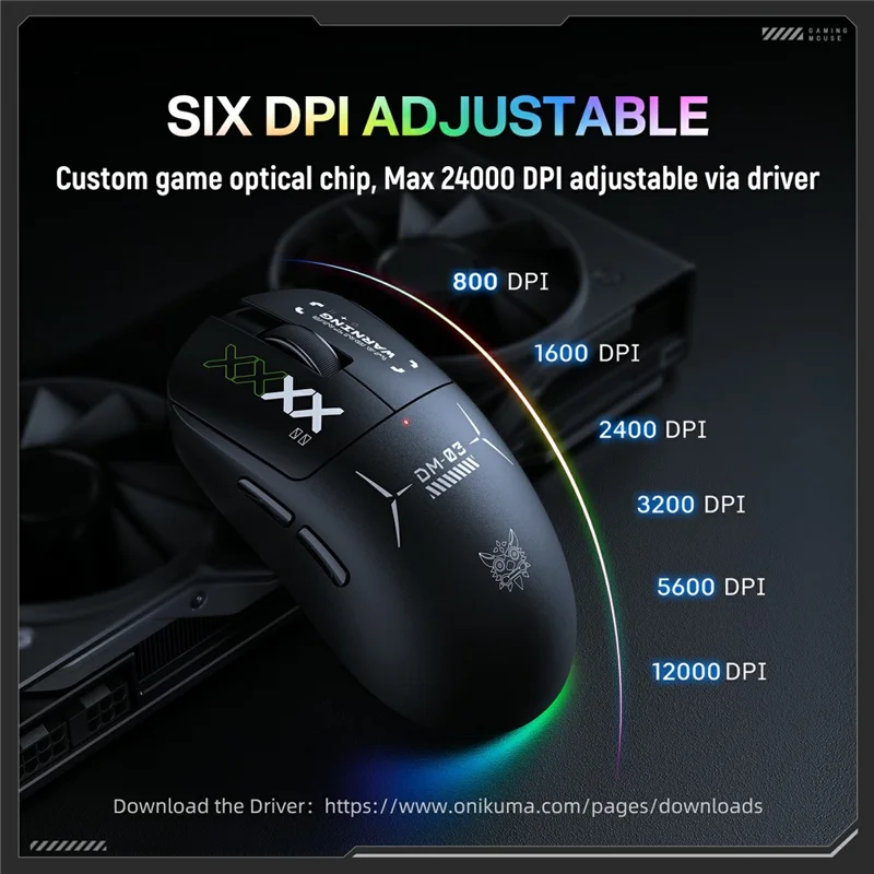ONIKUMA DM03 Spelmus Trådlös 2,4 G Bluetooth-kompatibel Sladden 3-läges 12000 DPI Laddningsbar Mus för PC-spel Kontor