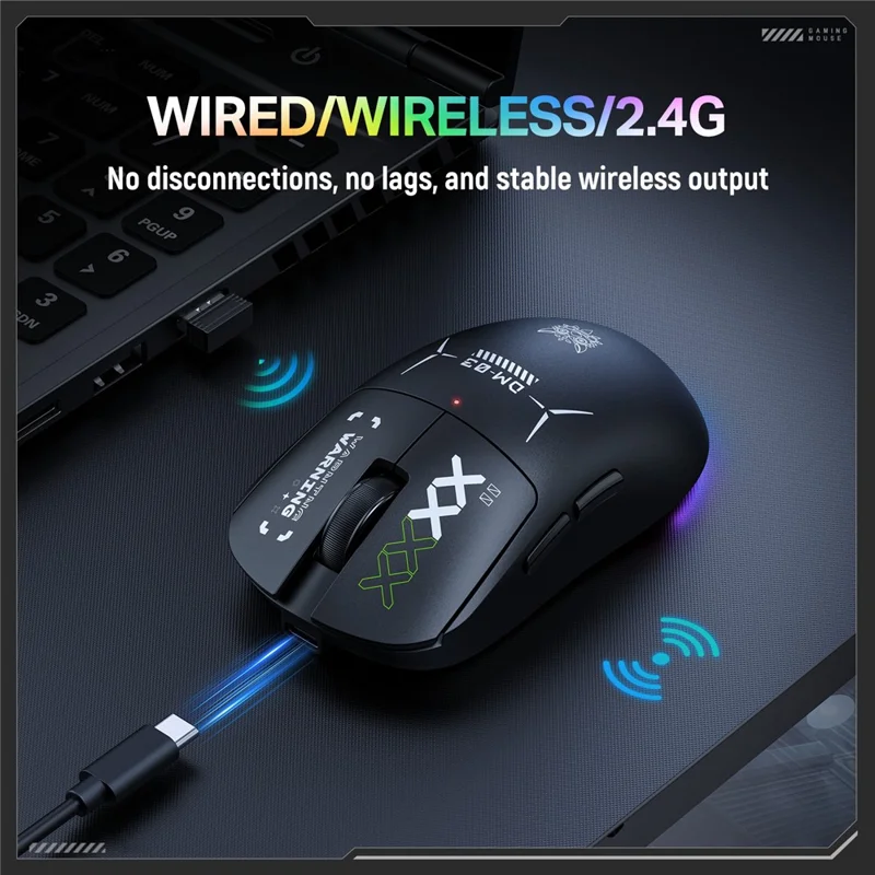 ONIKUMA DM03 Spelmus Trådlös 2,4 G Bluetooth-kompatibel Sladden 3-läges 12000 DPI Laddningsbar Mus för PC-spel Kontor