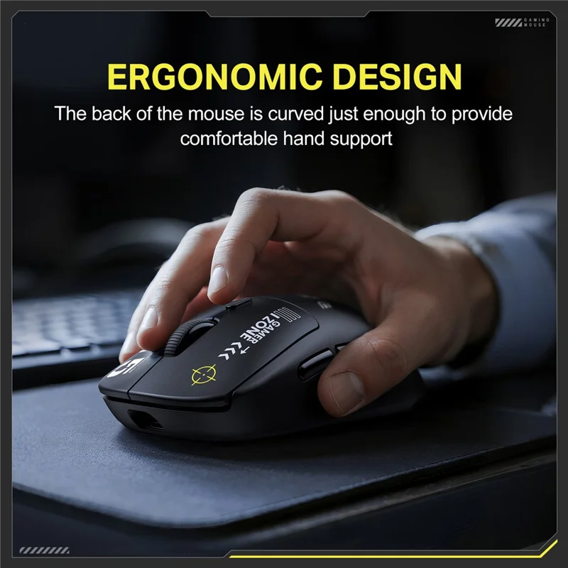 ONIKUMA DM05 Mouse da Gioco Tri-Modalità Bluetooth-compatibile 2.4G Wireless Cablato Ergonomico per PC - Nero