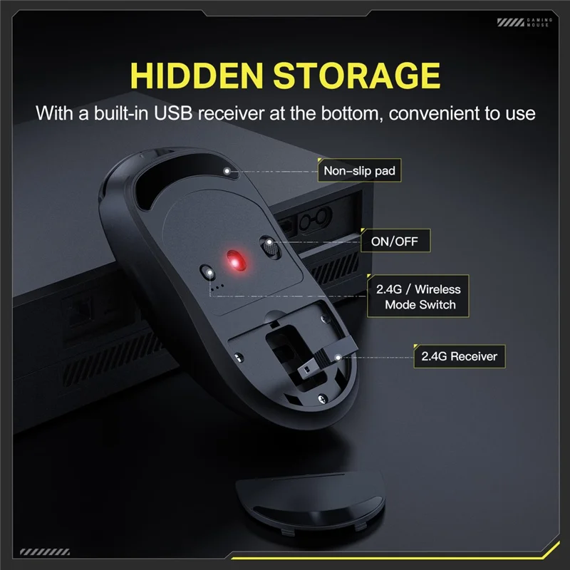 ONIKUMA DM05 Mouse da Gioco Tri-Modalità Bluetooth-compatibile 2.4G Wireless Cablato Ergonomico per PC - Nero