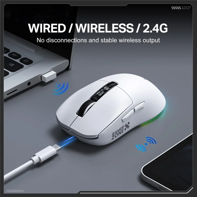 ONIKUMA DM07 2,4G trådløs gaming-mus 3-tils-måde tråbunden Bluetooth-kompatibel PC-mus med magnetisk opladningsbase - Hvid