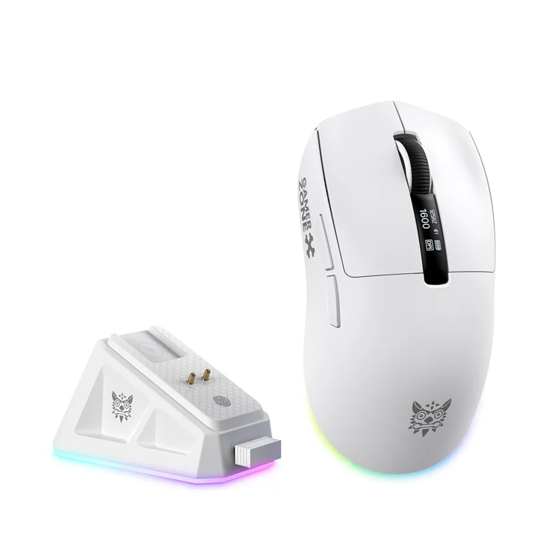 ONIKUMA DM07 2,4G trådløs gaming-mus 3-tils-måde tråbunden Bluetooth-kompatibel PC-mus med magnetisk opladningsbase - Hvid
