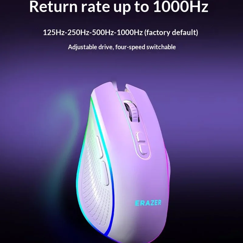 ERAZER G304 Pro RGB Gaming Mouse 12800 DPI 7-Buttons Wired USB PC Mouse for Gaming (Invested By Lenovo) - White