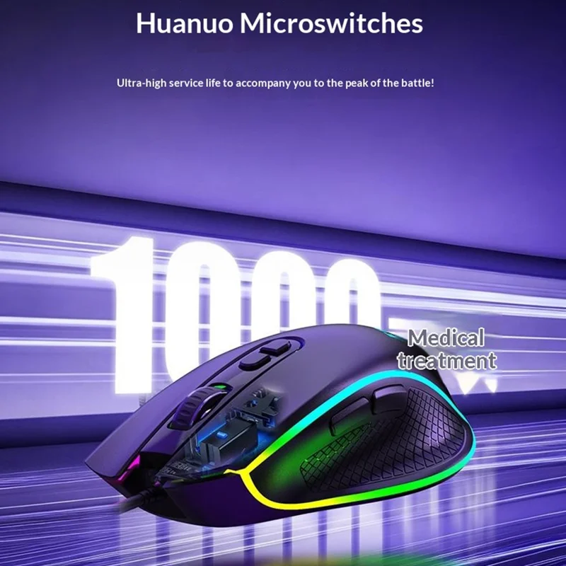ERAZER G304 Pro RGB Gaming Mouse 12800 DPI 7-Buttons Wired USB PC Mouse for Gaming (Invested By Lenovo) - White