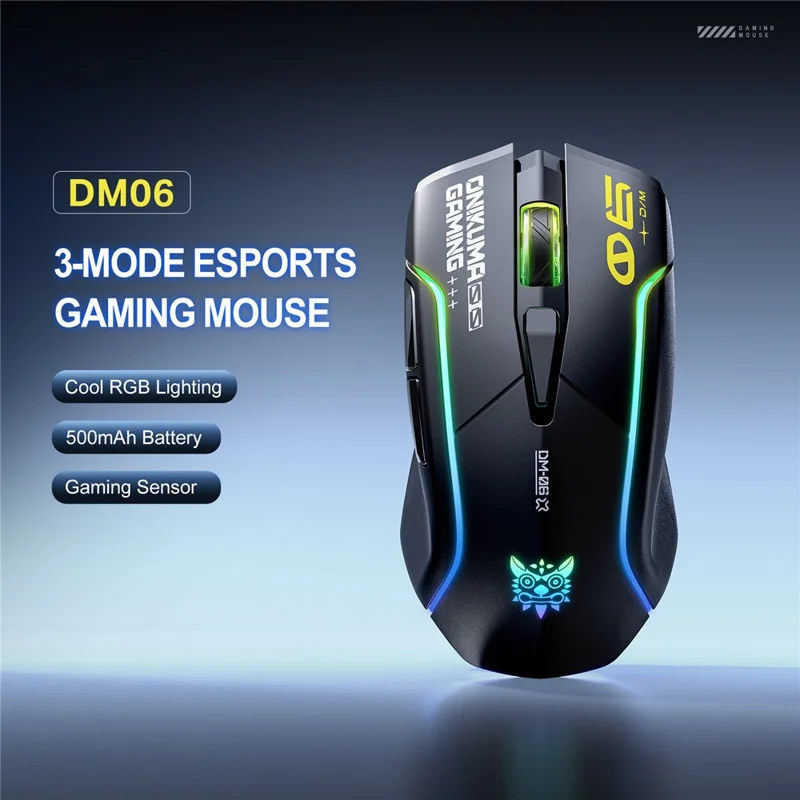 ONIKUMA DM06 Gaming Mouse 3-Mode Wireless Bluetooth-compatible 2.4G Wired 12800 DPI RGB PC Mouse - Black