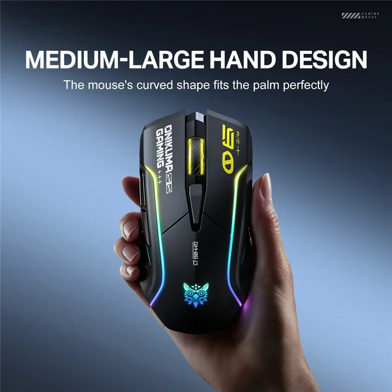 ONIKUMA DM06 Gaming Mouse 3-Mode Wireless Bluetooth-compatible 2.4G Wired 12800 DPI RGB PC Mouse - Black