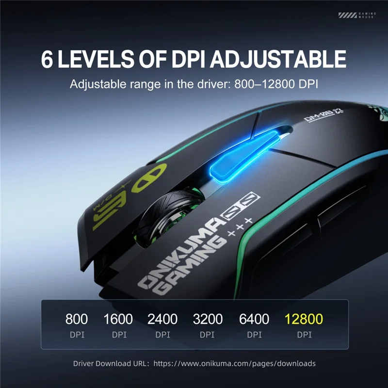 ONIKUMA DM06 Gaming Mouse 3-Mode Wireless Bluetooth-compatible 2.4G Wired 12800 DPI RGB PC Mouse - Black
