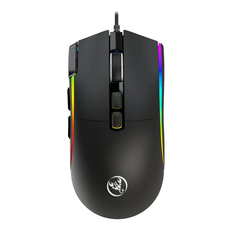 Игровая мышь HXSJ X1 RGB с 8 программируемыми клавишами, проводная мышь с разрешением 7200 DPI для игр и офиса — черная