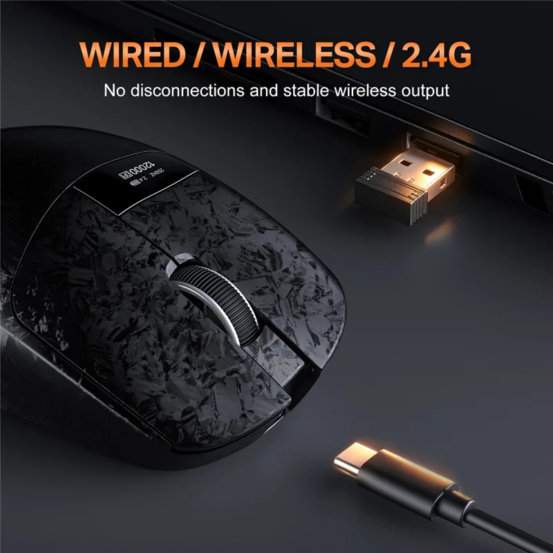 ONIKUMA DM08 Wireless Tri-Mode Gaming Mouse 2.4G Bluetooth-compatible Type-C OLED Display with RGB Charging Base - Black